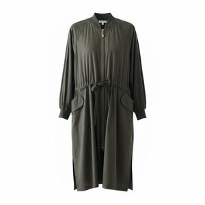 Plus Size Olive Green Women's Long Jacket